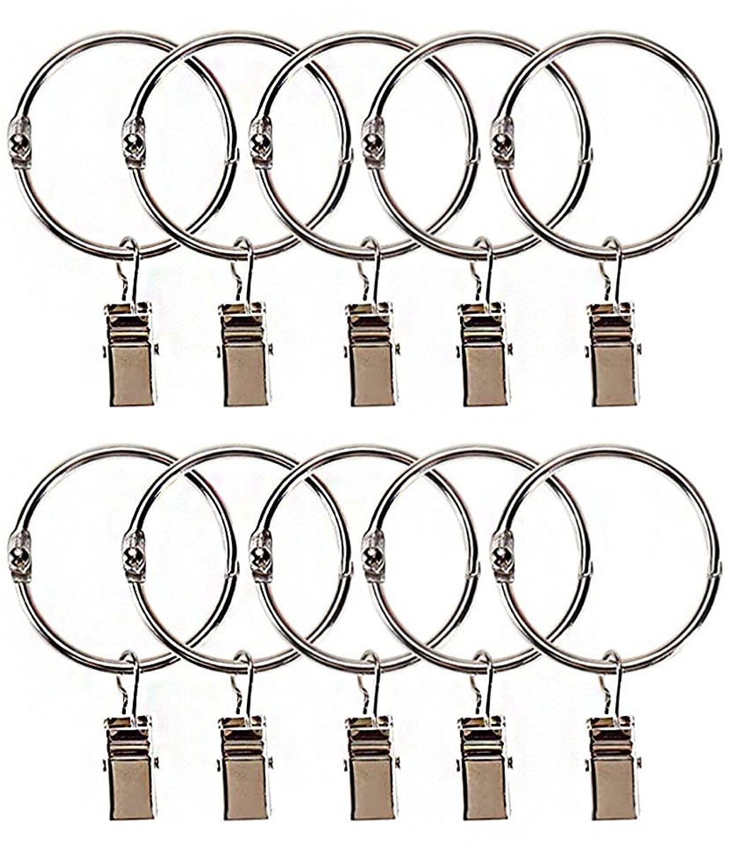 Dailygoods- Gordijnringen 40 stuks - RVS Gordijnringen met Clips - 1,5 inch - Zilver - Sterke Spanclip - Tot 1,4 kg Draagvermogen - Gordijnhouders