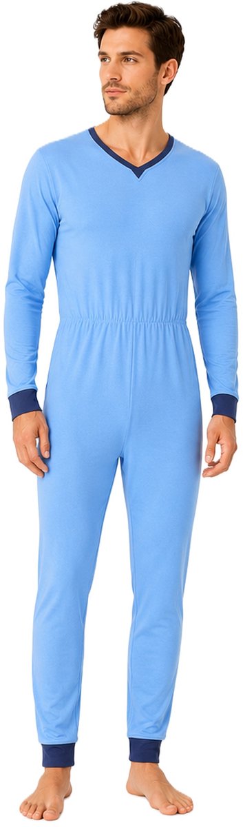 Hansop pyjama rugrits S (blauw)