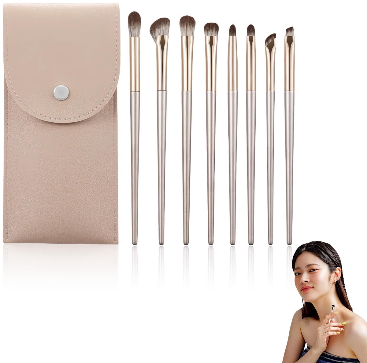 Dailygoods- Oogmake-upkwasten Professionele 8-delige Set - Make-upkwasten - Oogschaduwkwasten - Hypoallergene Vezels - Duurzaam - Ideaal voor Reis