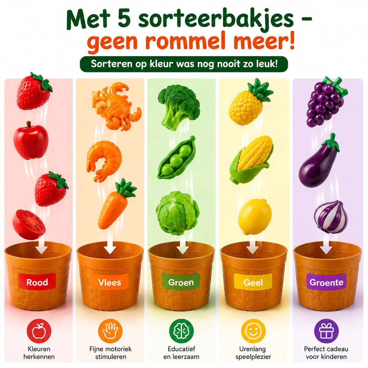 Sorteer Speelgoed Fruit Set - 35 Onderdelen - Speelgoed 1 Jaar - Speelgoed 2 Jaar - Speelgoed 3 Jaar - Montessori Speelgoed - Educatief Speelgoed - Jongens Speelgoed - Meisjes Speelgoed - Sensorisch Speelgoed - Kinderspeelgoed — afbeelding 7