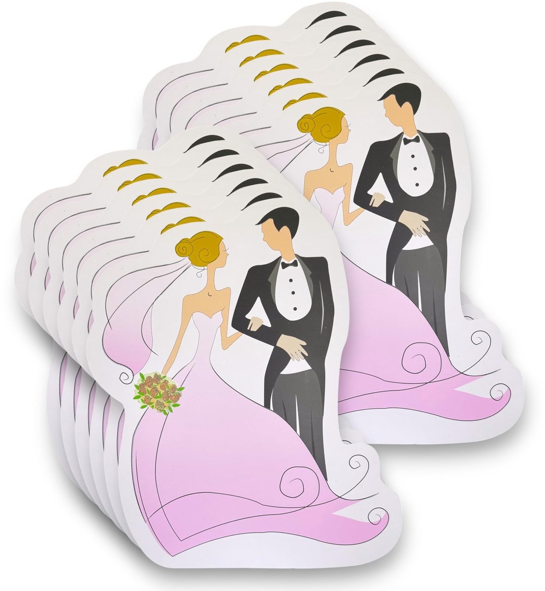 Dailygoods- Bruiloftscadeautassen 12-delig - Geschenktassen - Geldgeschenken - Huwelijksreceptie - 17,5 x 15 x 10 cm - Satijnen linten