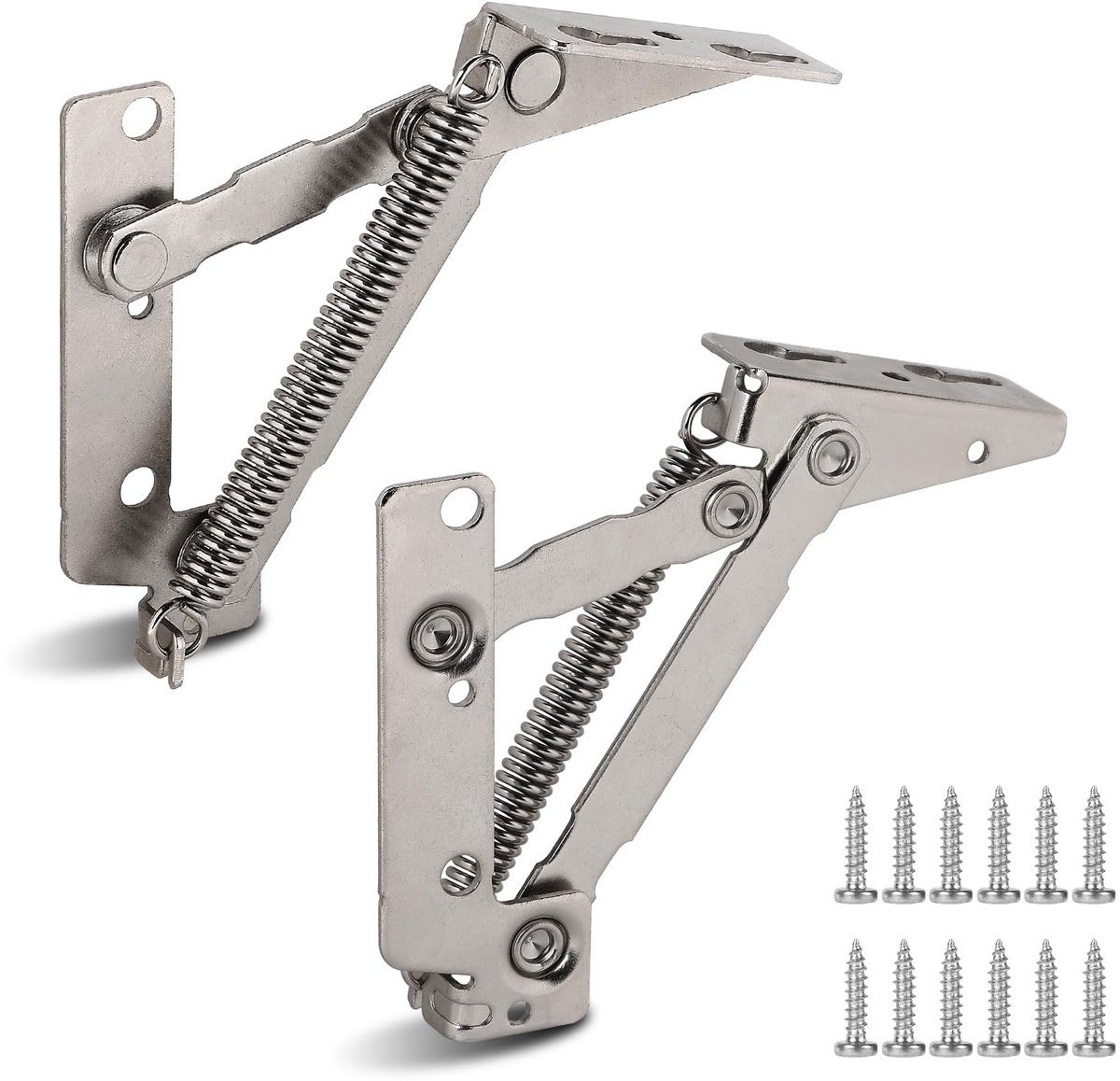 Dailygoods- Klepscharnier 80° met veer - Klepsteun - 12 schroeven - Draagkracht 4 kg - Linker/rechter scharnier - Scharnieren voor bevestiging