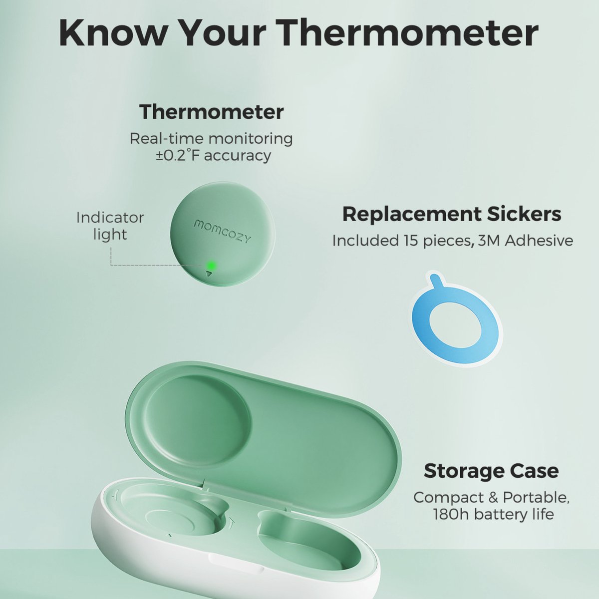 Momcozy Baby Thermometer met App – Slimme Koortsthermometer voor Baby's – Real-Time Temperatuurmonitoring – Draadloos — cadeau in Cadeau-ideeën - foto 6