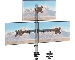 ELIVED Monitorhouder 3 monitoren, drievoudige arm, versterkte houder, 80 cm stang, 8 kg per arm, VESA 75/100 mm, EV4013