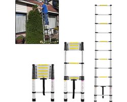 LARS360 Telescopische ladder, multifunctioneel, 3,2 meter, uitschuifbaar, 11 treden, van hoogwaardig aluminium, belastbaar tot maximaal 150 kg
