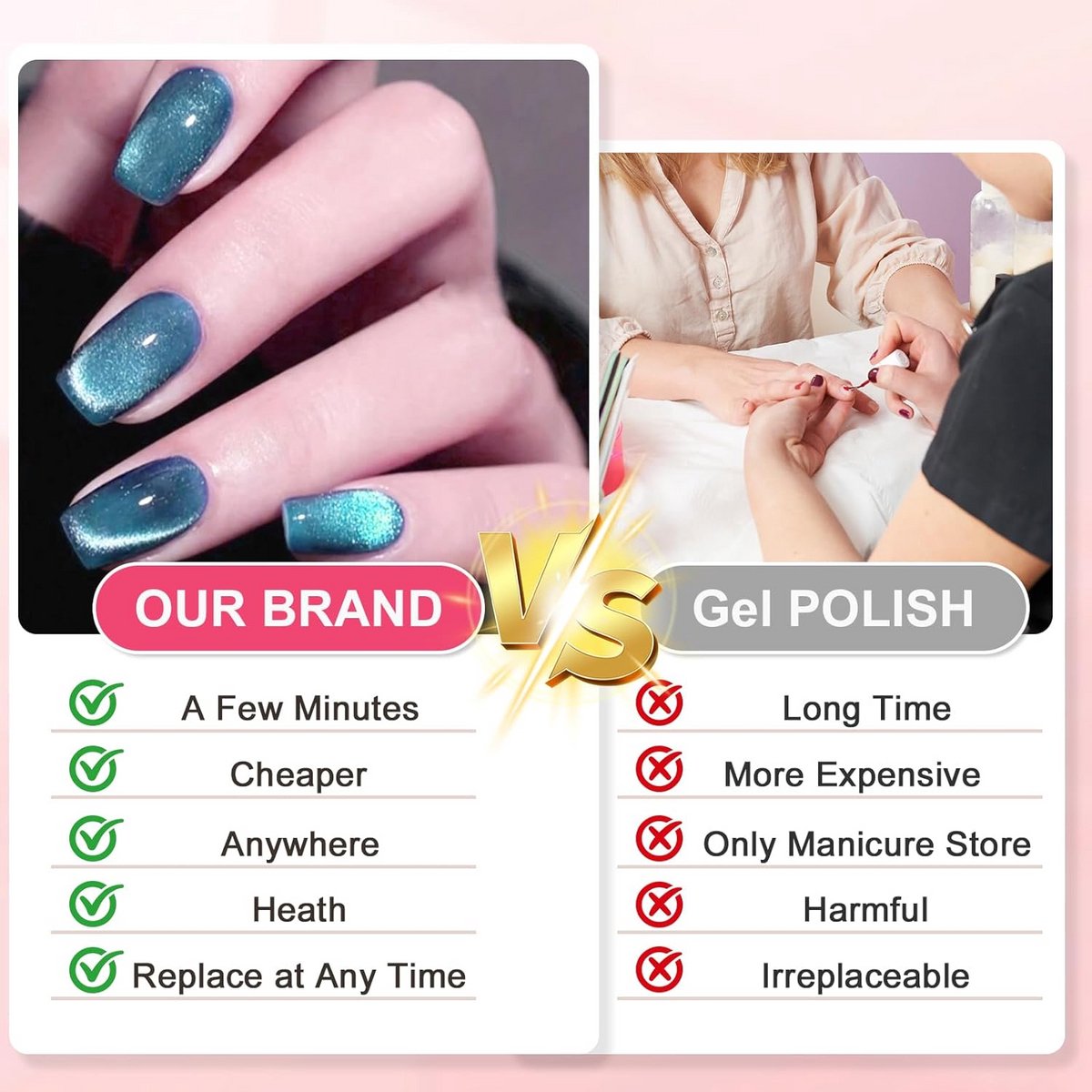 30 Pcs French False Nails Short Square, Blue Crystal Press-on Nails, Glitter Cat Eye Fake Nails with Glue Stickers, Cute Natural Acrylic Full Coverage Sticky Nails for — cadeau in Verzorging - foto 7