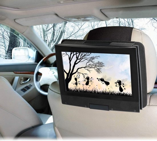 Auto Hoofdsteun Houder - Draagbare DVD-speler Mount - Reizen met kinderen - Verstelbare hoek - 7-11 inch - Zwart — afbeelding 2