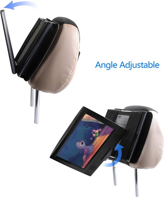 Auto Hoofdsteun Houder - Draagbare DVD-speler Mount - Reizen met kinderen - Verstelbare hoek - 7-11 inch - Zwart — afbeelding 5