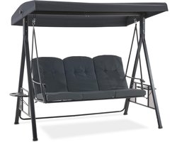 M MCombo 3-Seater Hollywood Swing 4092 Without Reclining Function, Weatherproof Garden Bed, Garden Swing for Outdoor Outdoor Swing with Sun Canopy, (Dark Yellow Grey)