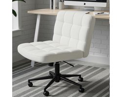 Clevich Office Chair No Armrest Wide Tailor Chair Ergonomic Height Adjustable Criss Cross Chair for Home Office Study Makeup Bedroom (Sherpa