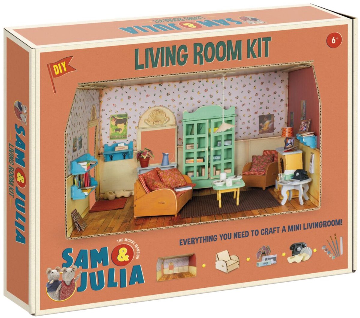 Sam & Julia Het Muizenhuis Miniatuur-woonkamer knutselpakket - Speelgoed kinderen - Schaal 1:12 - Knutselen - Voor meisjes en jongens - Bambolino Toys