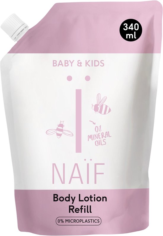 Naïf - Bodylotion - Navulverpakking - Baby & Kids - Huidverzorging - Milde Naïf Geur - Hydraterend - 340ml