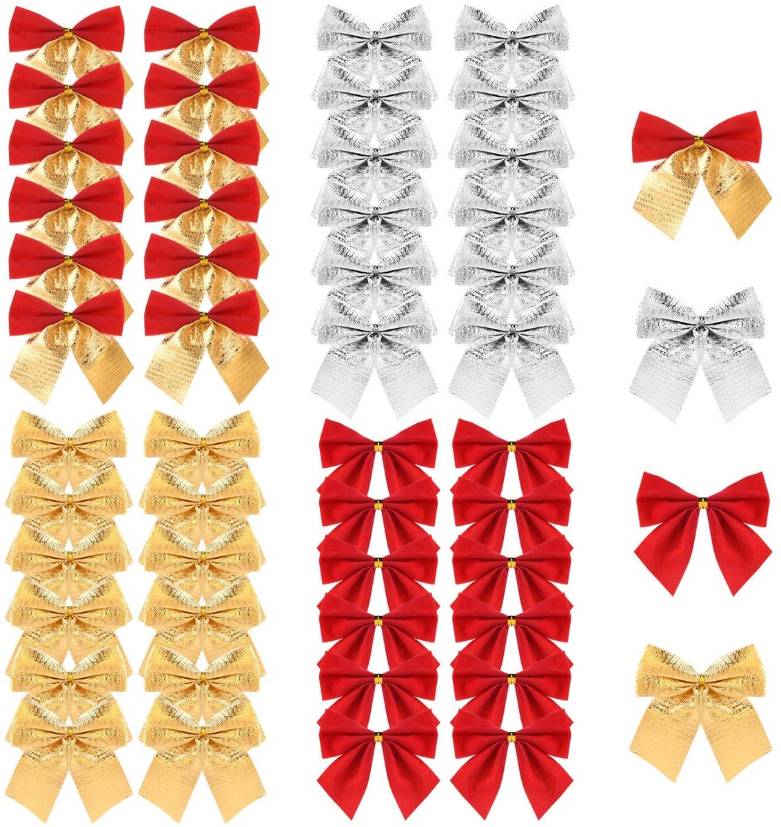 Dailygoods- Strikken 48 Stuks - Kerstboomdecoratie - Geschenken Wrapping - Knutselbenodigdheden - 4 Kleuren - Afmetingen 5 x 6 cm - Kerstdecoratie