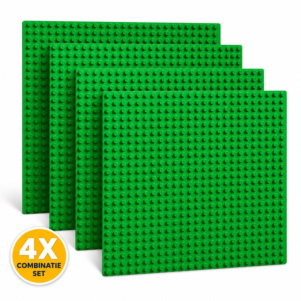 Enluxe Luxe Bouwplaten Set Groen - 4 Stuks | 32x32 Noppen (25,5 x 25,5 cm) | Geschikt voor Diverse Bouwstenen | Stapelbare Grondplaten voor Creatieve Projecten