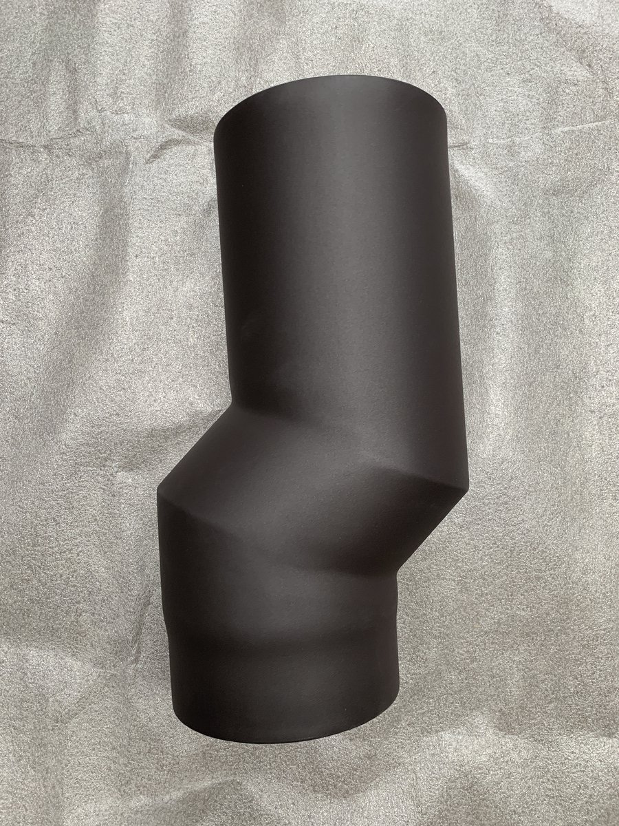 Kachelpijp Ø 150 mm - S-bocht - L:364 mm - verzet 50 mm - staal 2 mm dikwandig - zwart