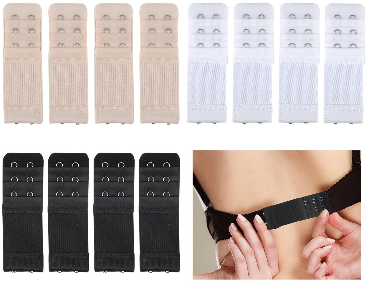 Dailygoods- Beha Extenders 12 Stuks - Hoogwaardig Nylon - Roestvrijstalen Haken - Comfortabele Aanpassing - Geschikt voor Zwangerschap - Duurzaam en Elastisch - Bh Verlenger