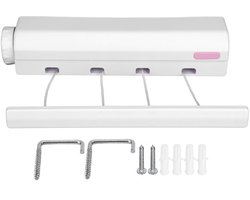 Dailygoods- Waslijn Automatisch Intrekbaar 3,2m - Wanddroogrek - Uittrekbare Waslijn - 4 Lijnen - Eenvoudig te Installeren - Modern Design - Wasrek