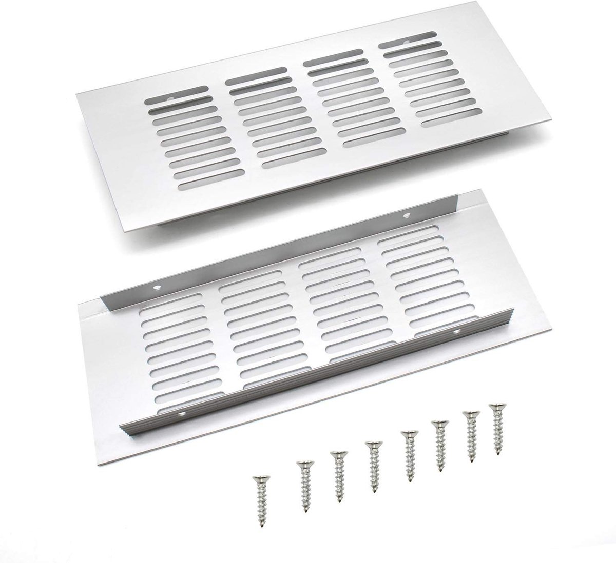 Dailygoods- Ventilatierooster Aluminium - 200 mm - Afzuigventiel - Ventilatie - Schoepenrooster - Zilver - Eenvoudig te installeren - Afvoerrooster