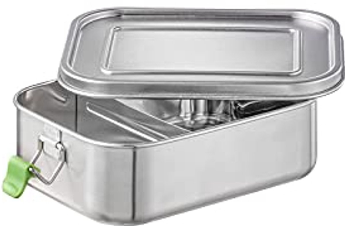 APS RVS Lunchbox - broodbak 1100 ml met verdeler - lekvrije bento box - zilver