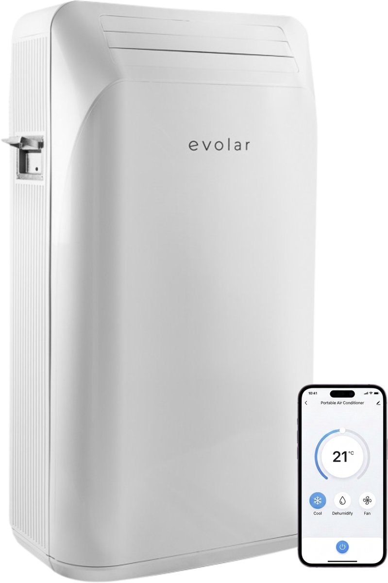 Bol.com Evolar Mobiele Smart Airco Zonder Afvoerslang - met Luchtontvochtiger - 3-in-1 - Voor Slaapkamer - WiFi - 9000 BTU - Zon... aanbieding