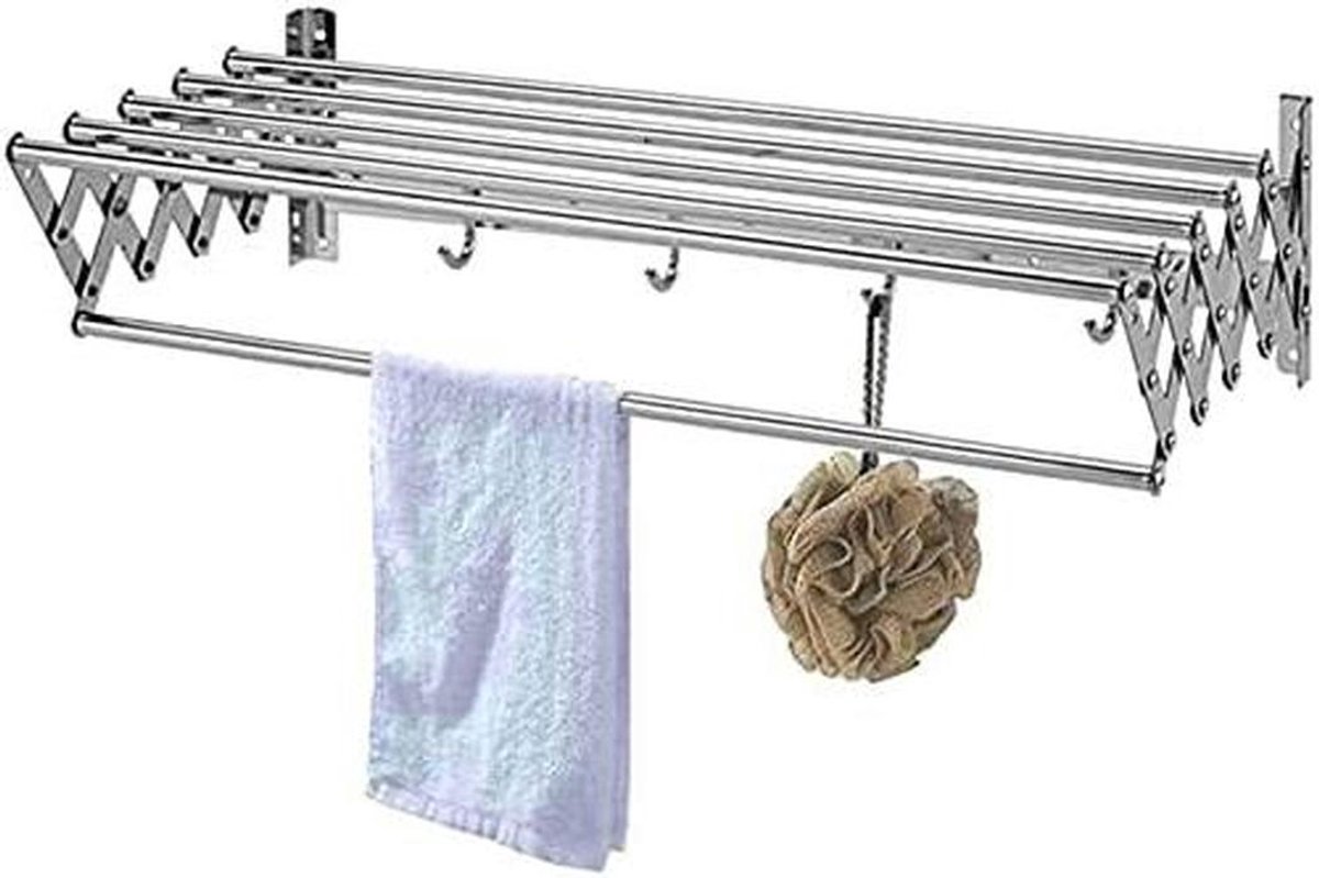 Wasdroogrek Kledingrek - Handdoekhouder Wand - Ruimtebesparend Ophangen - Uittrekbaar Ontw