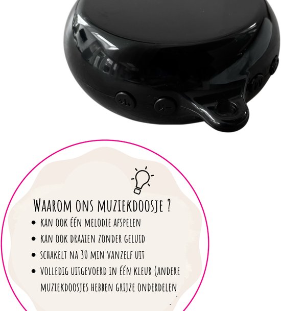 Muziekmobiel Houder - Boxmobiel - Zwart - Muziekdoosje - 10 Melodieën van A3 Baby & Kids — afbeelding 3