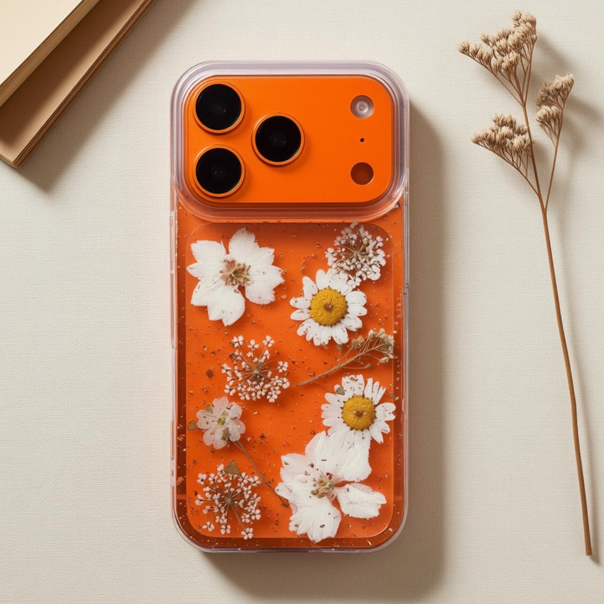 Hoesje Geschikt voor Apple iPhone 17 pro - Dried Flower TPU Case met Echte Droogbloemen - Transparant Telefoonhoesje met Schokabsorberende Bescherming en Slank Design voor Optimale Grip en Dagelijkse Bescherming
