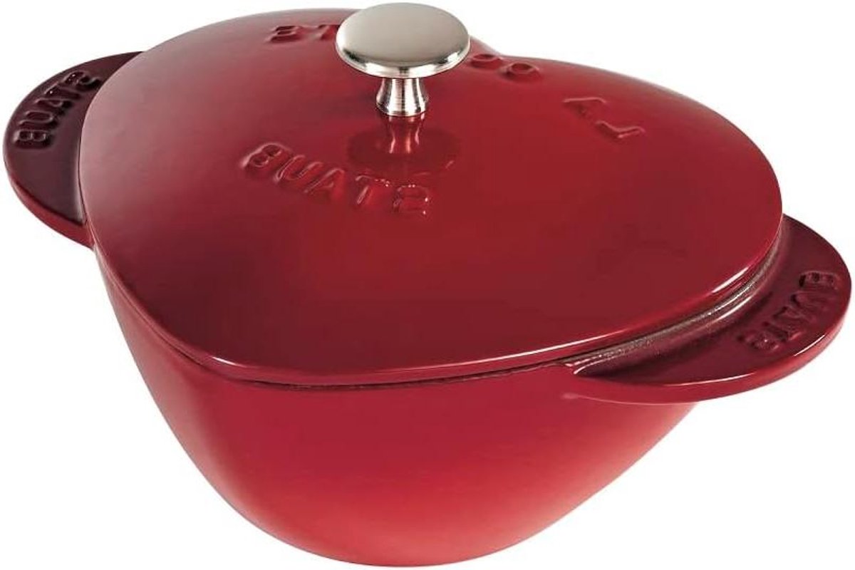 Hartvormige Cocotte - Braadpan Ovenschaal - Lange Garen - Geëmailleerd Gietijzer - 25 Liter - Kersrood