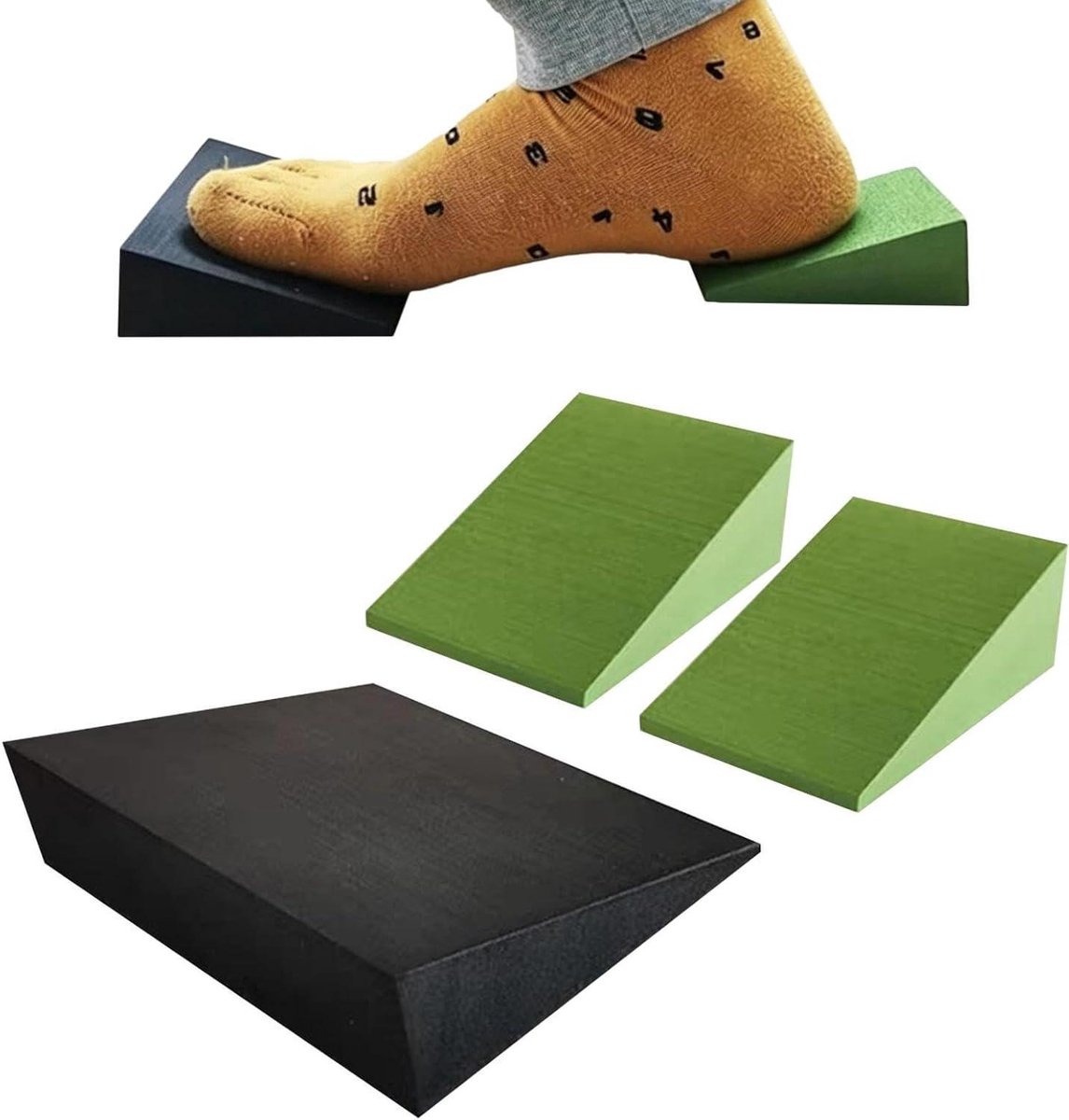 Schuin Trainingsbord - Voetrekplatform EVA - Flexibiliteit Verbeteren - Gecontroleerd Hoekontwerp - 12 cm - Groen/Zwart
