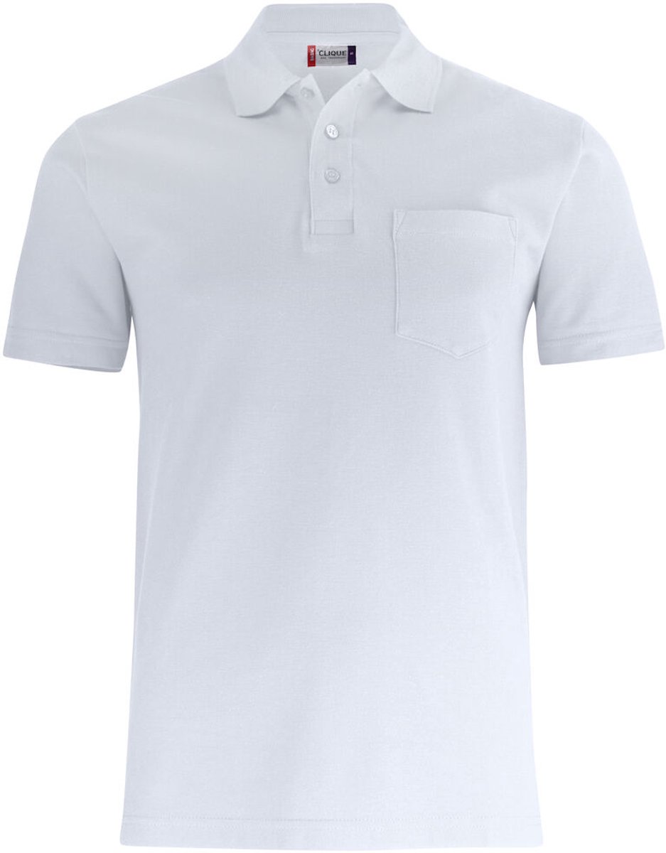 Clique Basic Polo Pocket 028255 - Wit - 4XL