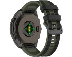 Strap-it Sport bandje met structuur geschikt voor Garmin Fenix 9 (Pro) 47mm - Fenix 8 (Pro-E-47mm) - Fenix 7 (Solar-Pro) - 6 (Solar-Pro) - Fenix 5 (Plus) / Forerunner 970 - 965 - 955 - 945 - 935 - 745 / Quatix 8 - 7 - 6 - 5 - Legergroen/Zwart