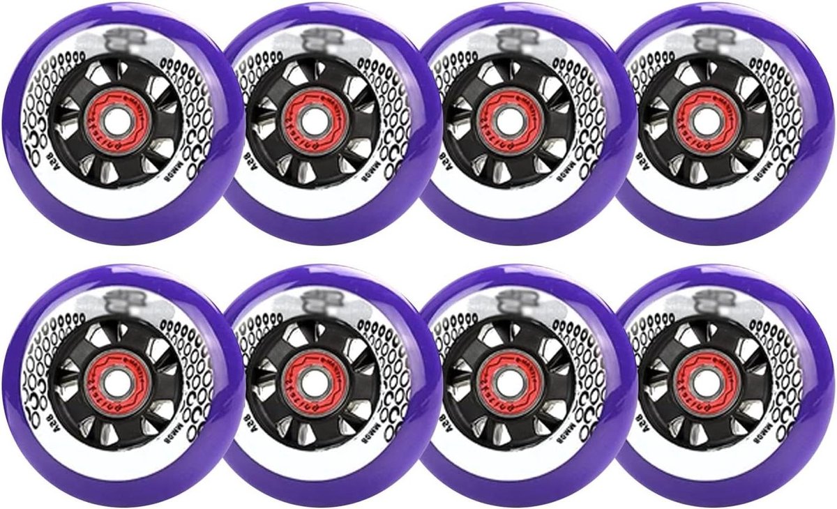 Skate Wielen - Vervangende Roller Wielen - Snel Skaten - Duurzaam PU Materiaal - 8 Pack 72MM - Zwart