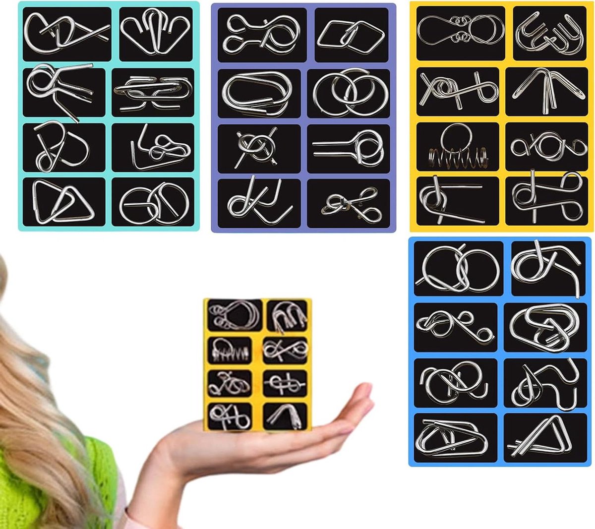Metaal Puzzel Spellen - Boeiend Speelgoed voor Kleine Cadeautjes | Metaaldraad Denkpuzzel Hersenkraker Spel | Voor Thuis School Reizen Kerstmis Verjaardag Halloween Vakantie