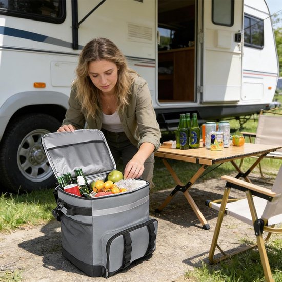 Rolkoelbox - Koeltas op wielen - Outdoor avonturen - Waterdichte coating - 35 liter - Donkergrijs — afbeelding 2