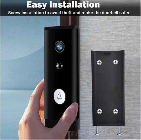 Deurbel Camera - Slimme Draadloze - Huis Beveiligen - Nachtzicht PIR Alarm - 1080P HD - Zwart — afbeelding 5
