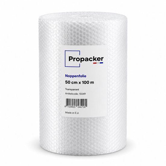 ProPacker Noppenfolie Rol 50cm x 100m – Luchtkussenfolie voor Verpakken, Verhuizen en Verzenden. Bubble warp