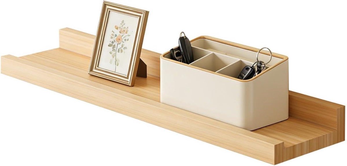 Zwevende planken - Houten wandrek - Decoratie ophangen - Massief houten structuur - 79 x 1