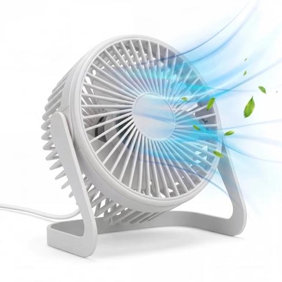 Bureau Ventilator - Mini Bureauventilator - Zuinige Tafelventilator - Kleine USB Ventilator - Kantelbare Statiefventilator - Compacte USB-C Tafelventilator - Fan Geluidloos - Bureau Airco - Desk Fan - Deskventilator - Wit - Silvergear