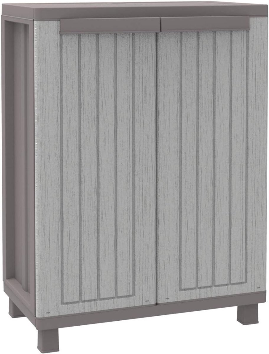 QUOVO® Tuinkast Kunststof - Tuinkast - Tuinkist - Grijs/Taupe - 40cm x 30cm x 30cm