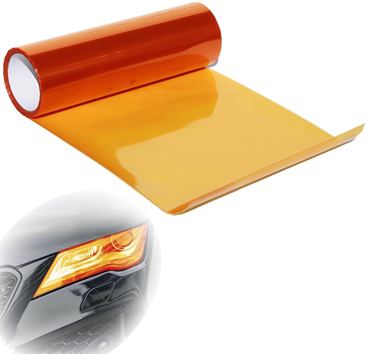 Dailygoods- Koplampfolie Hittebestendig - Oranje Beschermfolie - Zelfklevende Folie - PVC-Folie - 30 x 120 cm - Hoge Kwaliteit - Lichtfolie