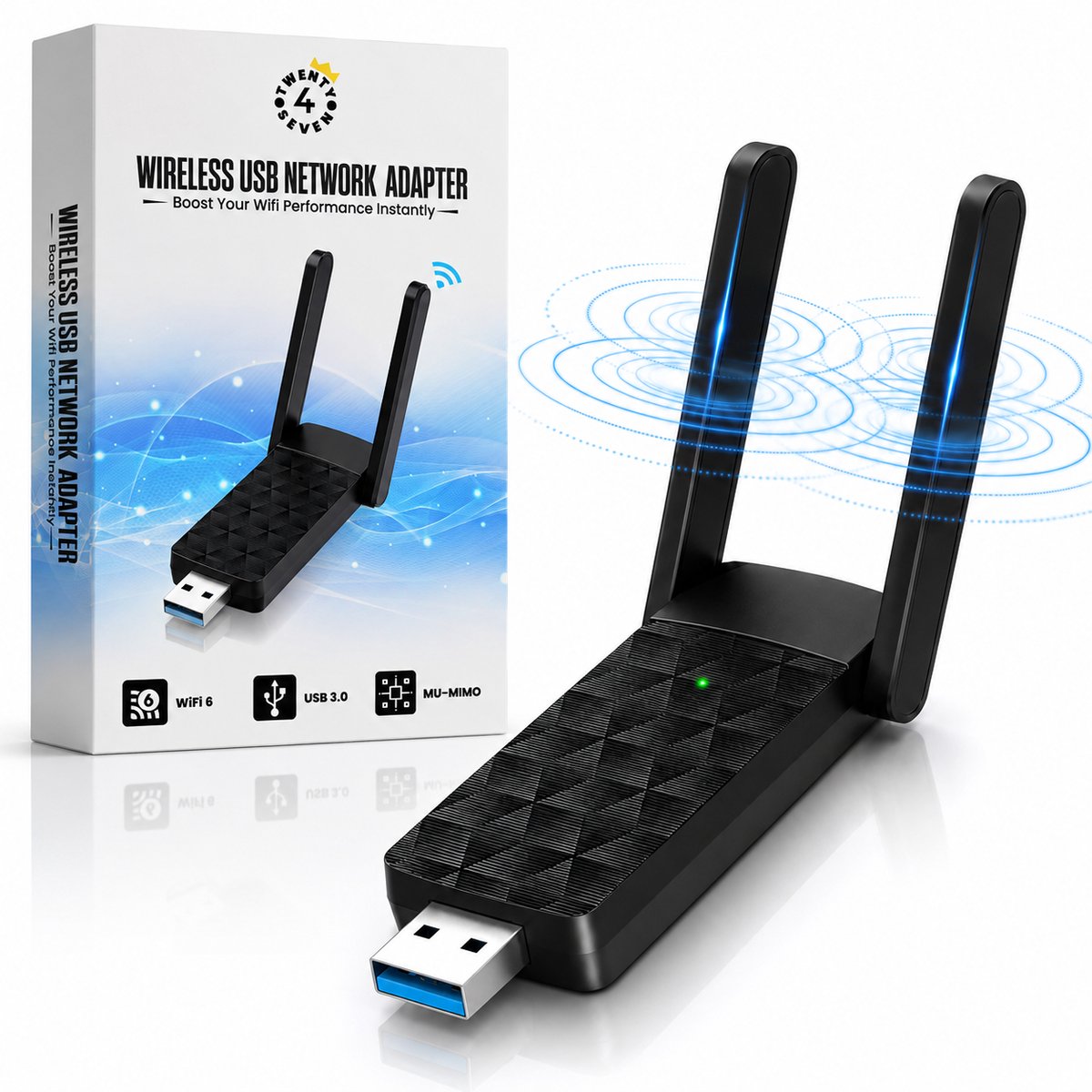 Twenty4seven® WiFi 6 Adapter USB 3.0 - Draadloze Dongle voor PC & Laptop - 1300 Mbit/s Netwerkadapter - 5G & 2,4 GHz - Geschikt voor Windows XP t/m 11