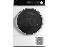 Sharp KDNL2S7WEBE – warmtepomp droger – energie label E – 12 kg – 15 programma’s – trommelverlichting – links en rechts draaiend – 8 sensor technologie – wit
