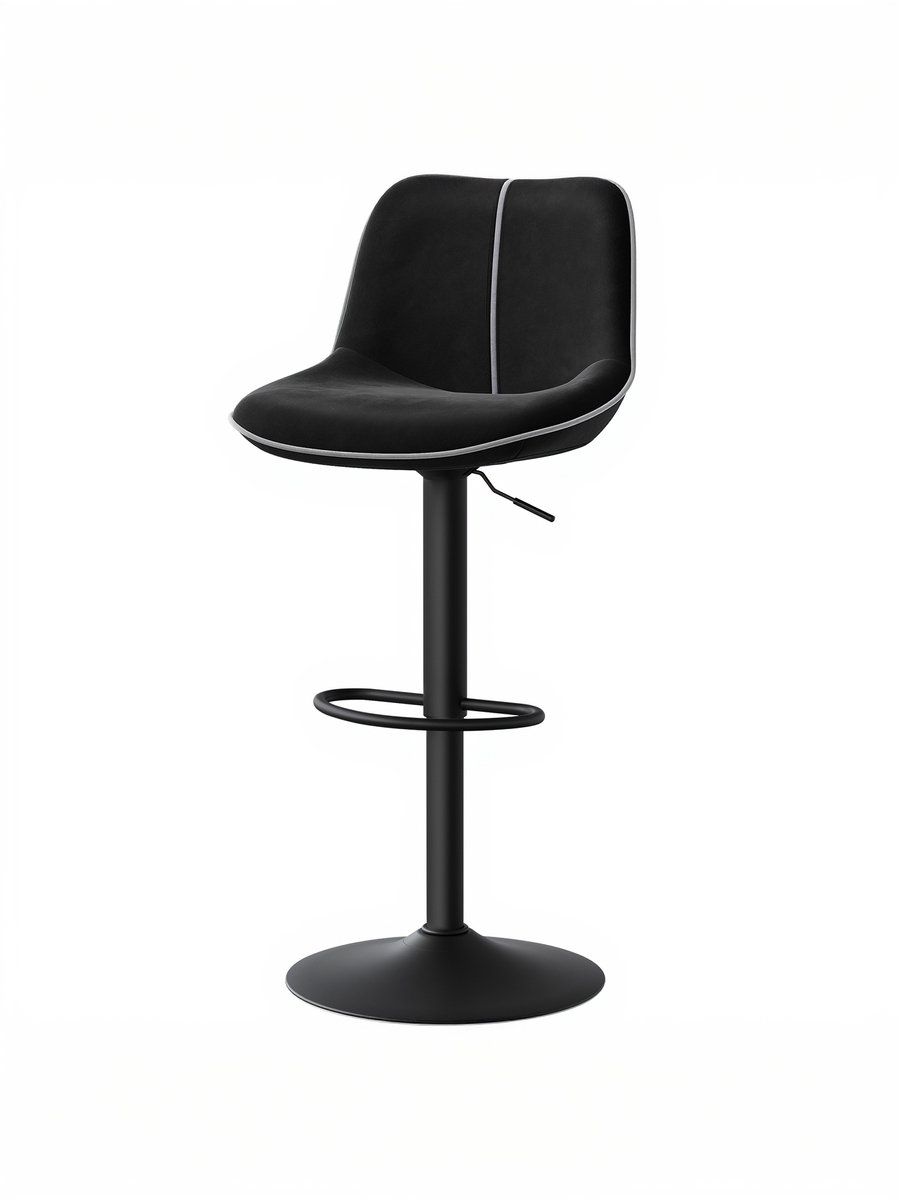 Vasagle Barkruk - Set van 2 - In Hoogte Verstelbaar en Draaibaar - Ergonomische Rugleuning Diepzwart
