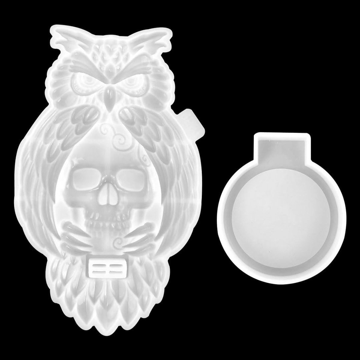 Dailygoods- Kaarsenhouder Uil Schedel - Siliconen Mal - DIY Decoratie - Muur Decor - Halloween - 14,4 x 23,4 x 2,2 cm - Kandelaar