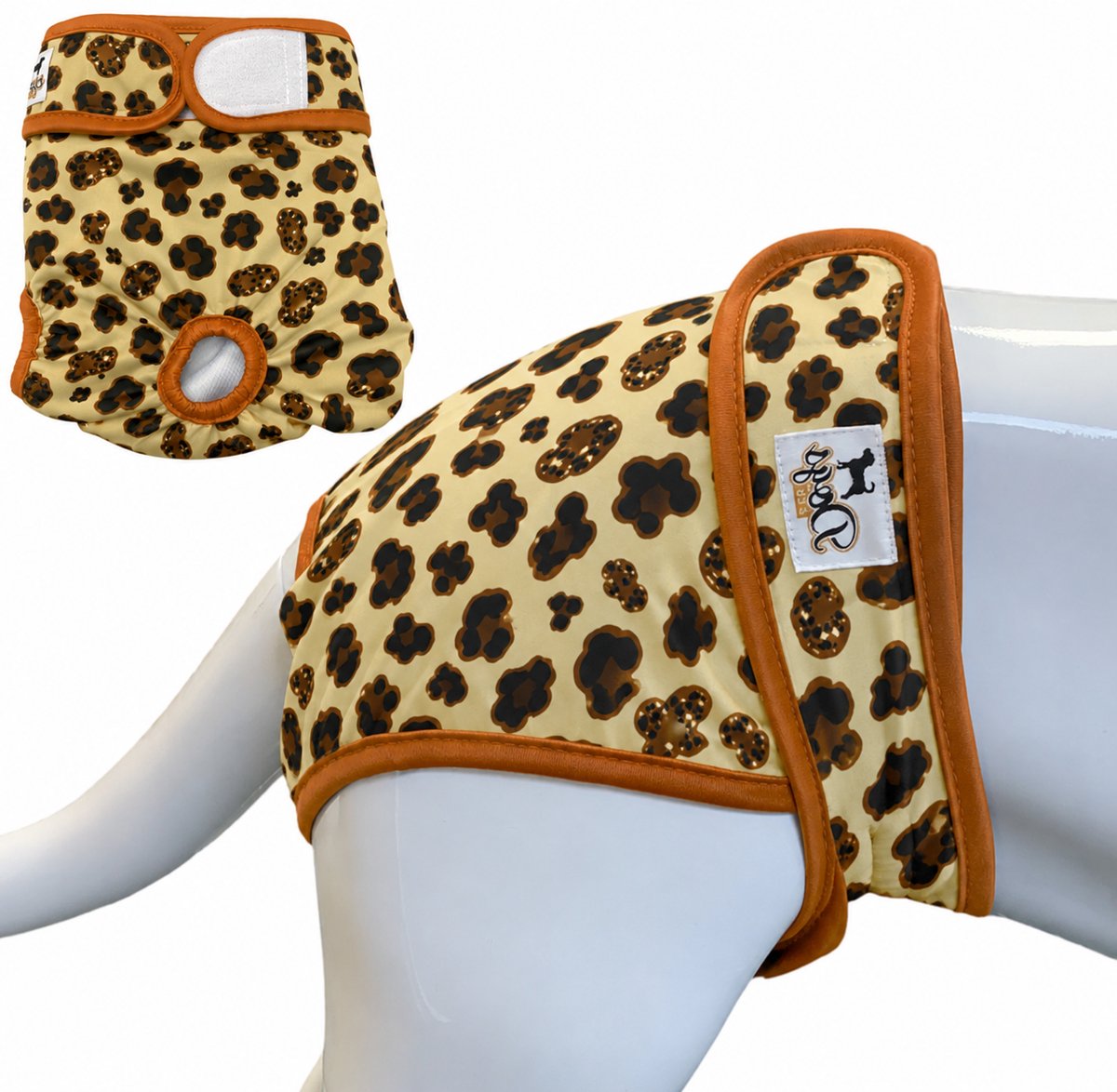 Dogs&Co® Loopsheidbroekje Leopard - Maat XS - Katoen & Mesh Stretchy met Klittenband - Hondenluier - Loopsheidbroekje hond - Honden - Incontinentiebroekjes