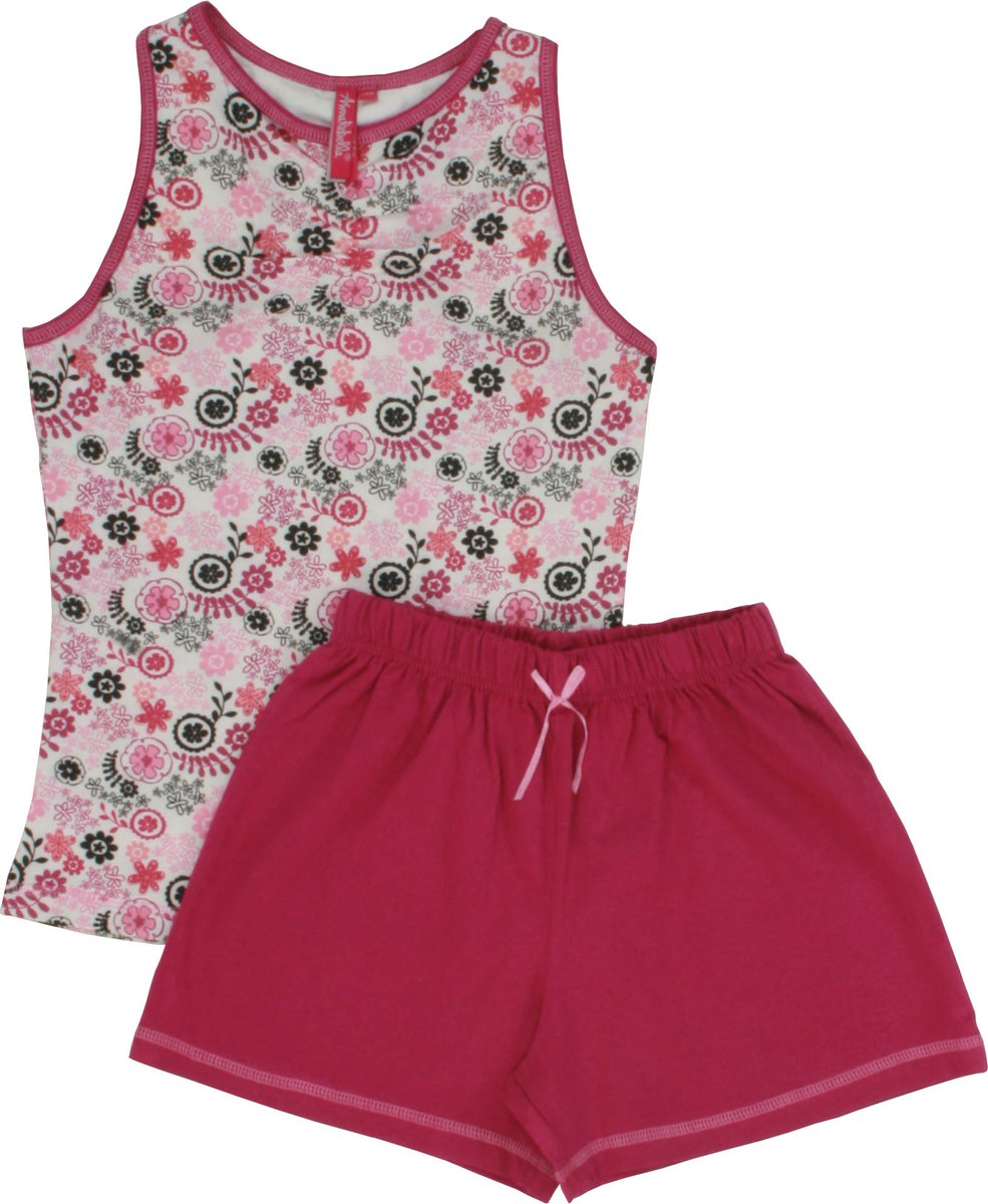 Annarebella Meisjes Shortama -100% Katoen-Fuchsia - Maat 164