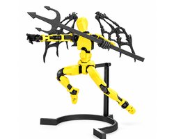 Enluxe BUILD-A-TITAN - T13 Stick Action Figure Special Aetherion met Vleugels + Stand - Kleur Geel Zwart - Flexibele Beweegbare Pop, Verwisselbare Handen en Speelgoedwapens, Creëer je Eigen Gevechtsscene DIY