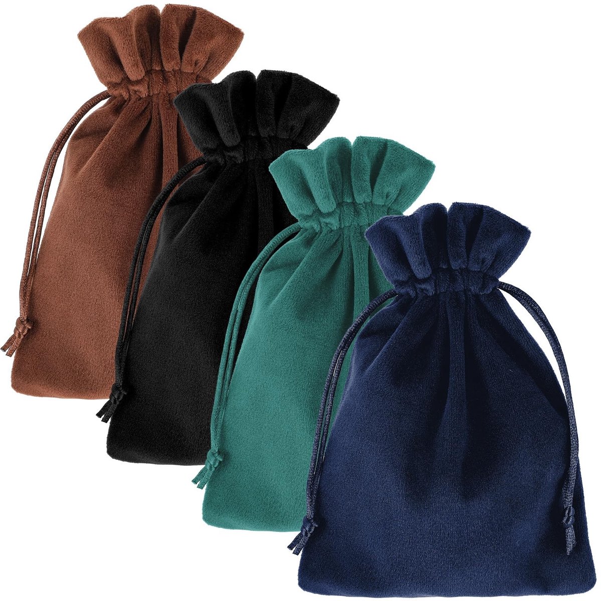 Dailygoods- Geschenktas Hoge Kwaliteit - Fluwelen Zakjes - Trekkoord - 18 x 13 cm - Set van 4 - Voor Sieraden/Tarot/Rune - Cadeauzakjes