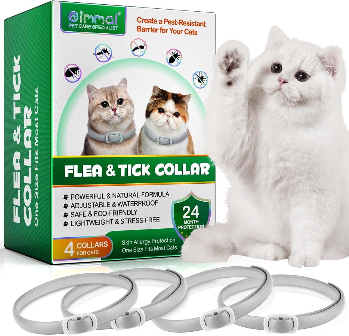 Halsband Kat 4 stuks – Kattenhalsband Natuurlijk – Waterbestendig – Verstelbaar – Geschikt voor Alle Kattenrassen – Grijs