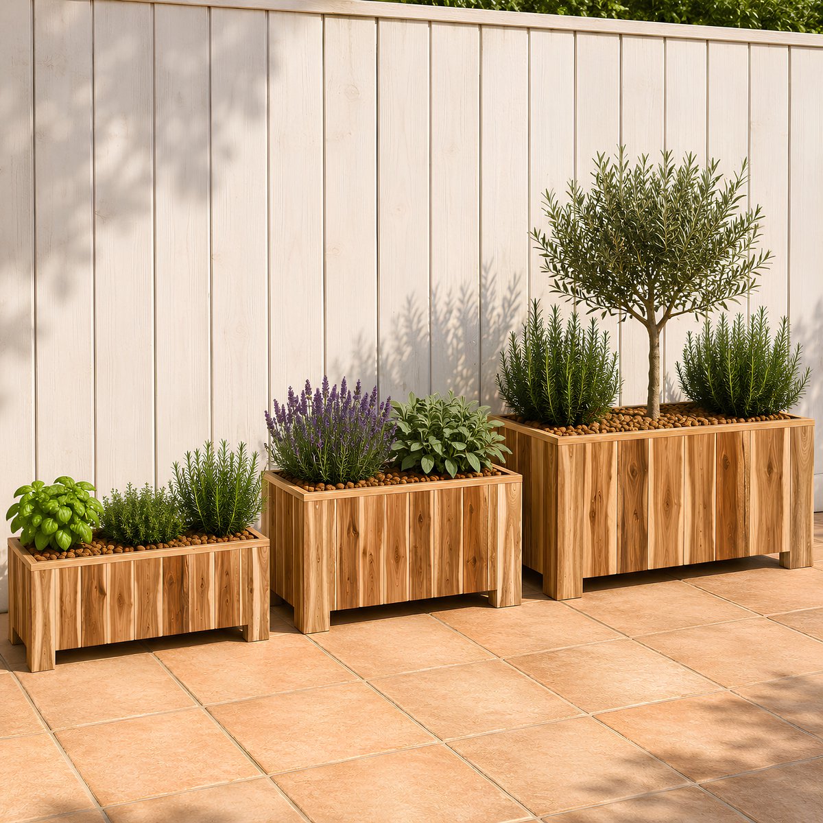 Rechthoekige plantenbak L Lignum Acacia FSC 100 x 50 x 50 CM Naturel geolied